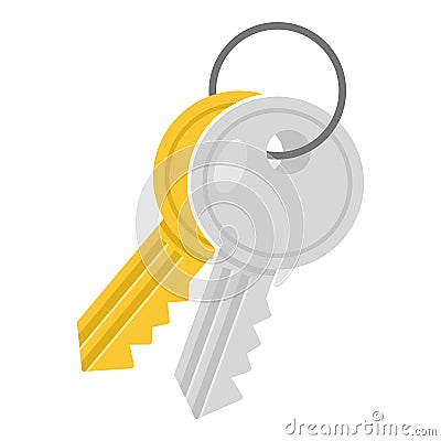 Two Small Keys Flat Icon Isolated on White Vector Illustration