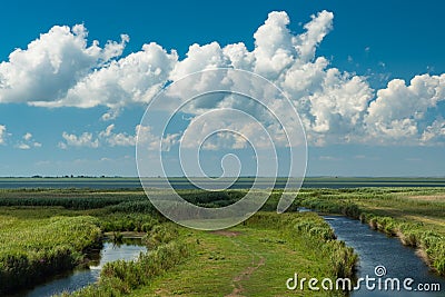 Rivers and Clouds Scenery in Dobrogea Romania Stock Photo