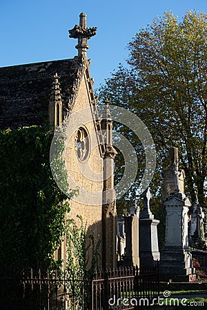 Old rusty doors on a small cemetery chapel Editorial Stock Photo