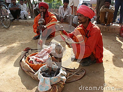 Two snake charmers Editorial Stock Photo