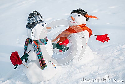 Two Snowmen - A lovely couple Stock Photo