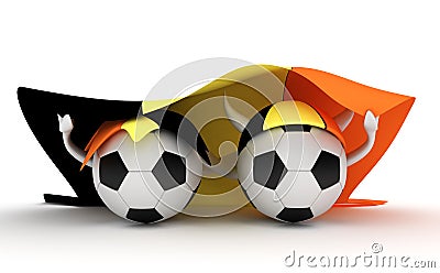 Two soccer balls hold Belgium flag Stock Photo