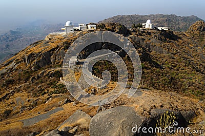 Two Space Observatory at top of pollution free mountain Stock Photo