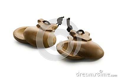 Two spanish castanets isolated on white Stock Photo