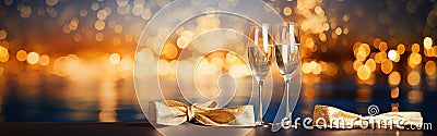 Two Sparkling Glasses Happy New Year Stock Photo