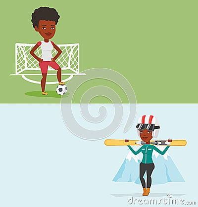 Two sport banners with space for text. Vector Illustration