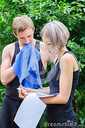 Two sporty people. man and woman Stock Photo