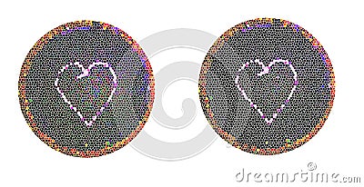 Two mosaic hearts in a circle Stock Photo