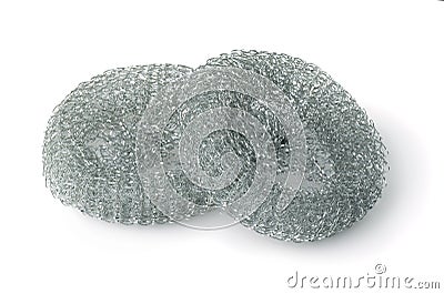 Two stainless steel wire mesh kitchen scrubbers Stock Photo