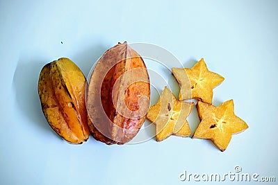 Two Star fruit or carambola a tropical fruit Stock Photo