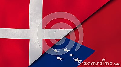 The flags of Denmark and Samoa. News, reportage, business background. 3d illustration Cartoon Illustration