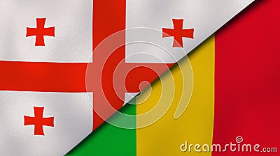 The flags of Georgia and Mali. News, reportage, business background. 3d illustration Cartoon Illustration