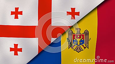 The flags of Georgia and Moldova. News, reportage, business background. 3d illustration Cartoon Illustration