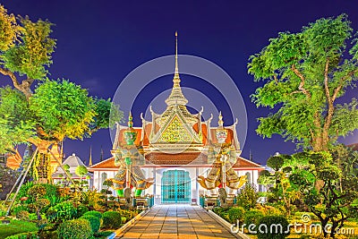 Two statue giant at churches Wat Arun, Bangkok, Thailand Stock Photo