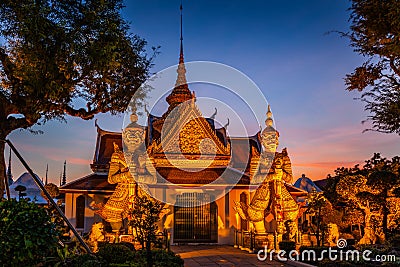 Two Statue Giant in Wat Arun, Bangkok, Thailand Stock Photo