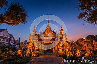 Two Statue Giant in Wat Arun, Bangkok, Thailand Stock Photo