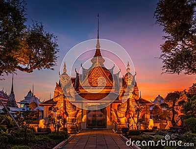 Two Statue Giant in Wat Arun, Bangkok, Thailand Stock Photo