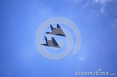 Two Stealth Bombers in Flight, Washington, D.C. Stock Photo