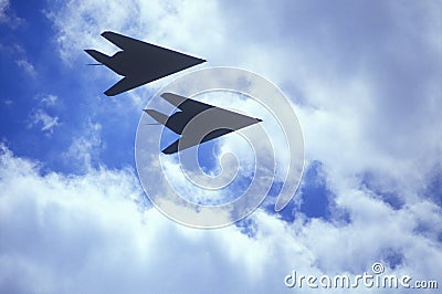 Two Stealth Bombers in Flight, Washington, D.C. Stock Photo