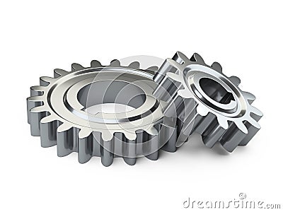 Two steel gear wheels. Cartoon Illustration