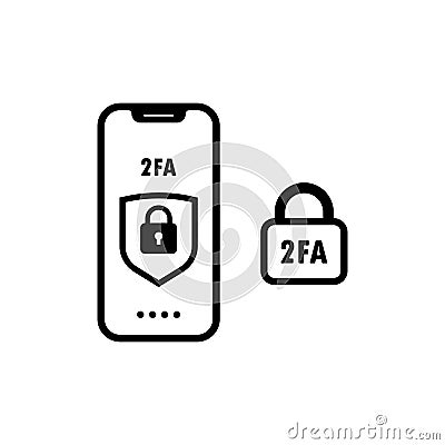 Two step authentication icon illustration. 2fa icon password secure. Smartphone safety login or signin. Vector illustration Vector Illustration