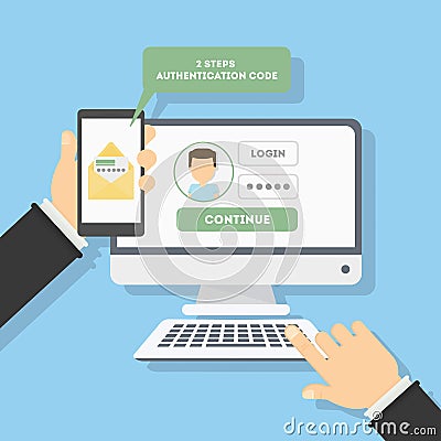 Two steps authentication. Vector Illustration