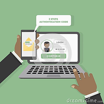 Two steps authentication. Vector Illustration