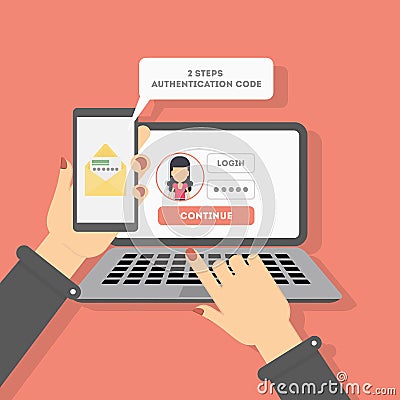 Two steps authentication. Vector Illustration