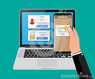 Two steps authentication concept. Vector Illustration