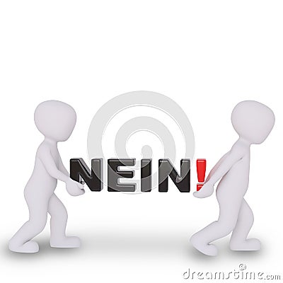 Two stickman carry the letters NEIN Stock Photo