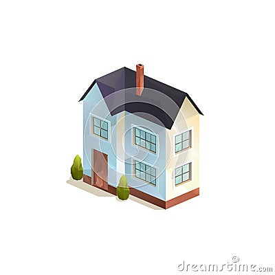 Two-storey family house isolated Vector Illustration