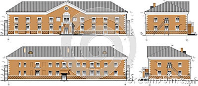 Classic two story building Vector Illustration