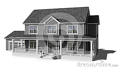 Two Story House - Gray Stock Photo