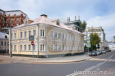 Two story mansion on the corner of 1-st Golutvinsky Lane and Bolshaya Yakimanka Street, built in 1917 Editorial Stock Photo