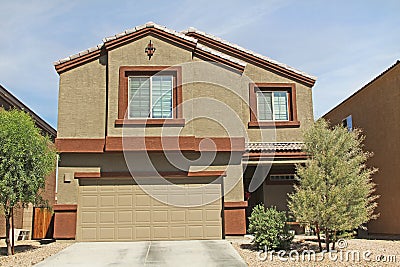 Two-story Stucco Home in Tucson, Arizona Stock Photo