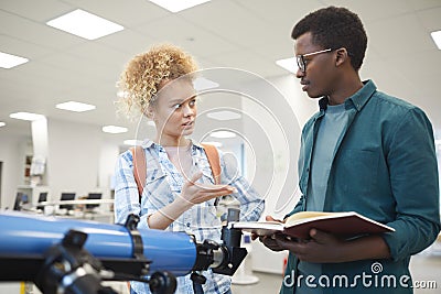 Two Students in Astronomy Lesson Stock Photo