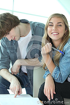 Two students revising Stock Photo