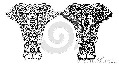 Two styles of mandala elephant for printing,engraving,coloring book and so on. Vector illustration Vector Illustration