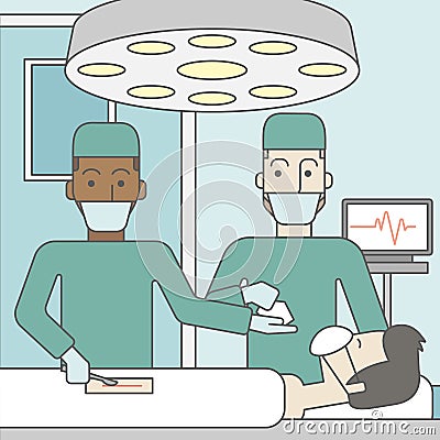 Two surgeons working Vector Illustration