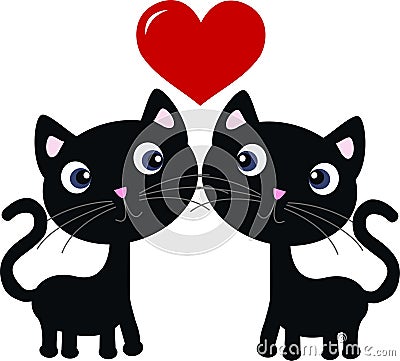 Two sweet cats in love Vector Illustration