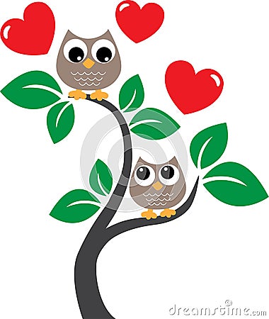 Two sweet owls in love Stock Photo