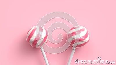 Two sweet striped pink and white lollipops Stock Photo