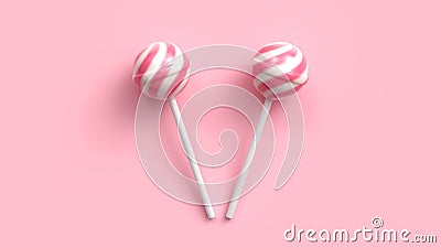 Two sweet striped pink and white lollipops Stock Photo