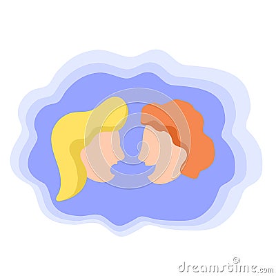 Two talking heads on man and woman, colorful vector icon. Friends speaking. Gossip or chip chat concept Stock Photo