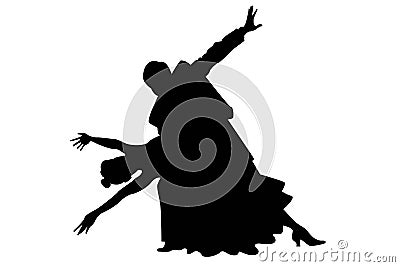 Two tango couple silhouettes Stock Photo