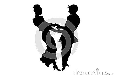 Two tango couple silhouettes isolate Stock Photo