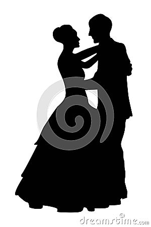 two tango couple silhouettes isolate Stock Photo