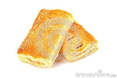 Two tasty apple strudel pie with cinnamon, on white background Stock Photo