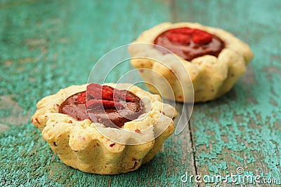 Two tasty homemade fancy vegan cakes with chocolate cream and dr Stock Photo