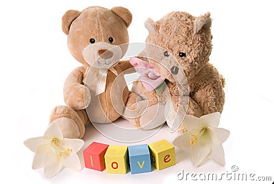 Two Teddy bears in love Stock Photo